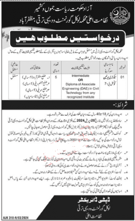 Local Government and Rural Development Department AJK Jobs 2024