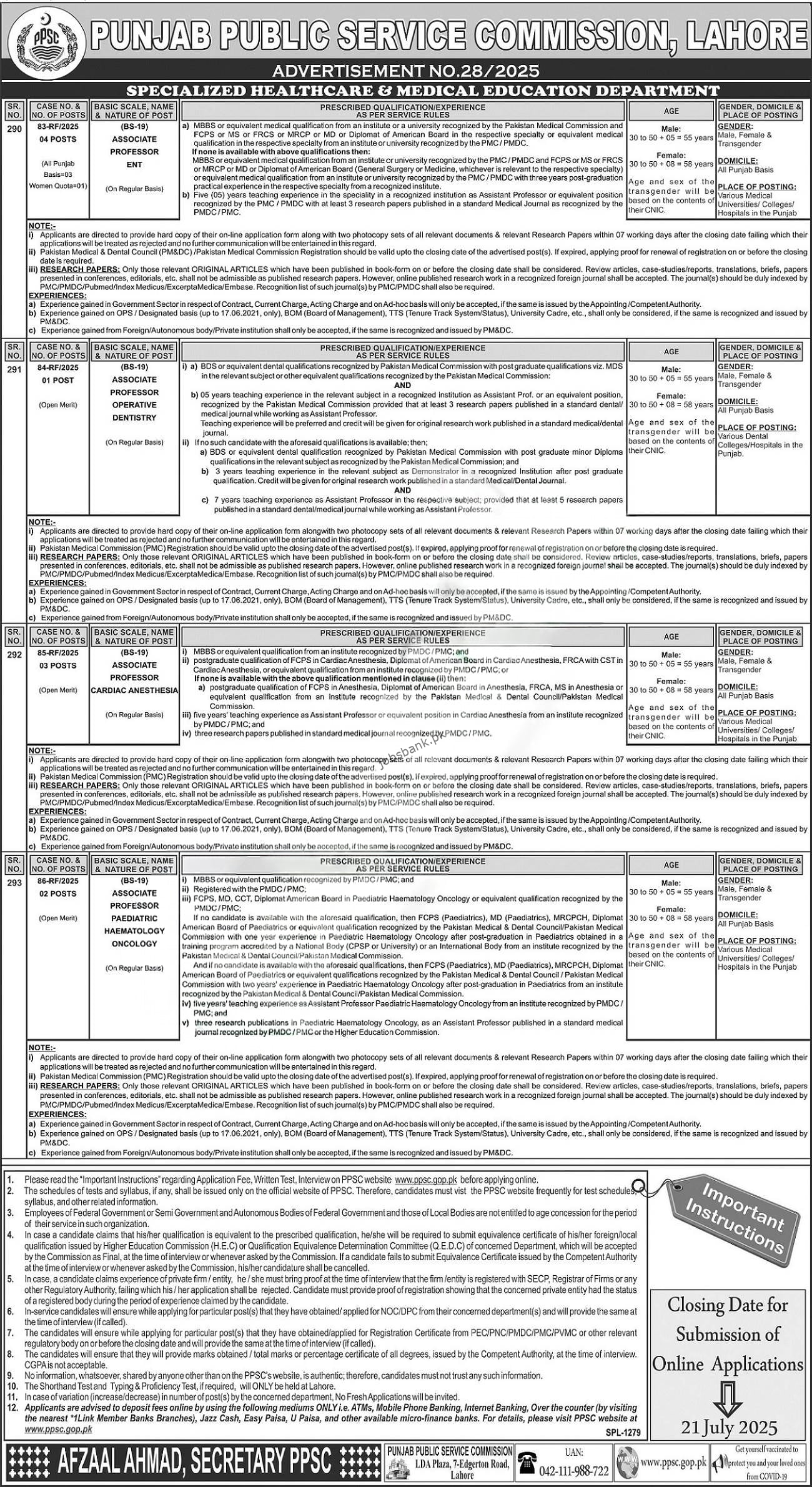 PPSC Latest Jobs 2025
