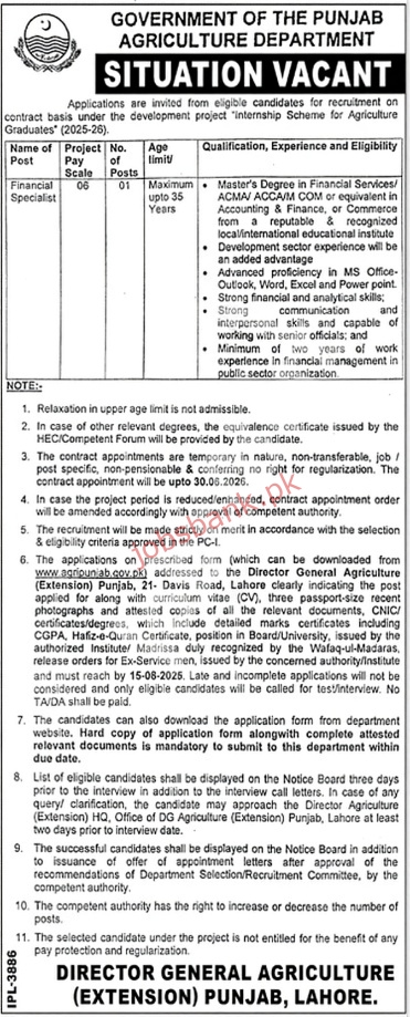Agriculture Department Punjab Jobs 2025 | Apply Online