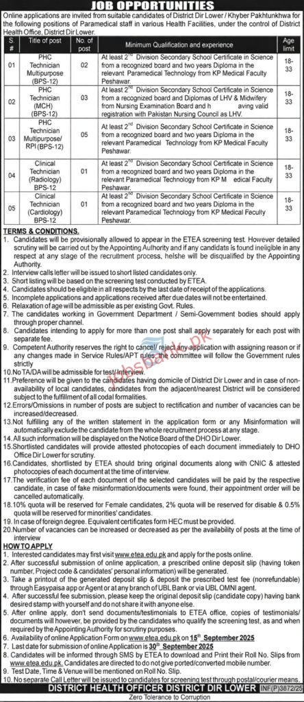 District Health Officer Dir Lower Jobs